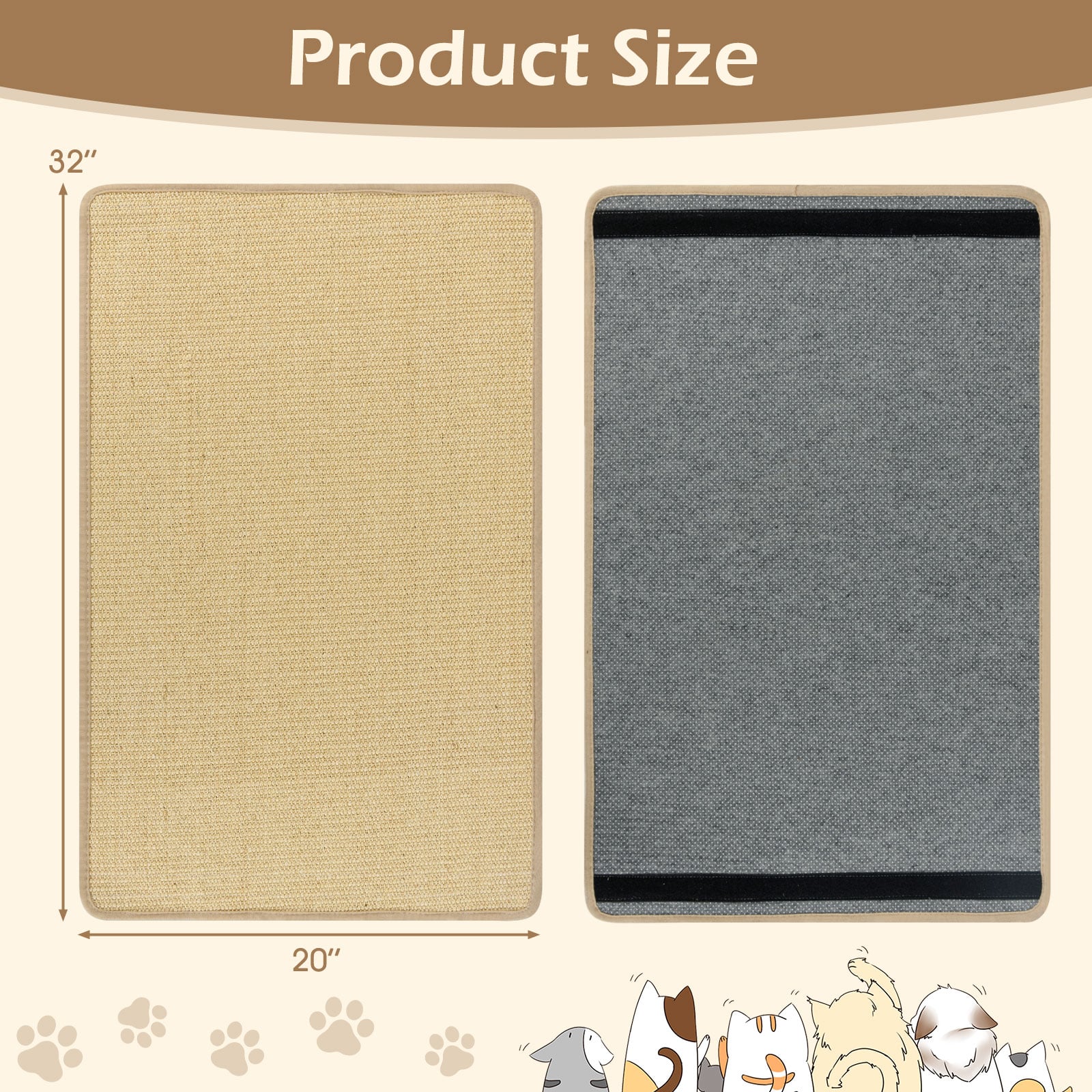 Cat Scratcher Mat Set, 32 x 20 Inch, Natural Sisal Pads Cat Trees Condos & Scratchers at Gallery Canada