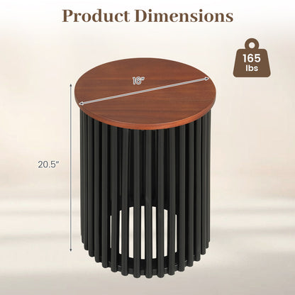 Elegant Round Acacia Wood Coffee Table, Walnut