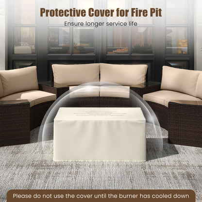 32 Inch Rectangle Gas Fire Table Set, 2-Piece Rattan, Brown Fire Pit Tables at Gallery Canada