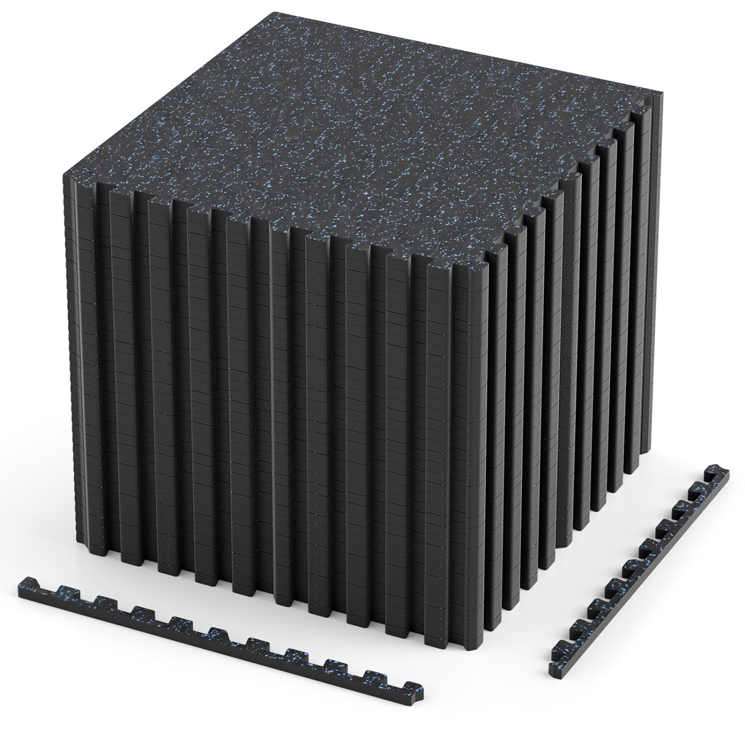 2 Pcs 0.55-Inch Thick Rubber Exercise Mat, 70 Sq Ft, Black & Blue Decorative Fencing & Flooring Black & Blue at Gallery Canada
