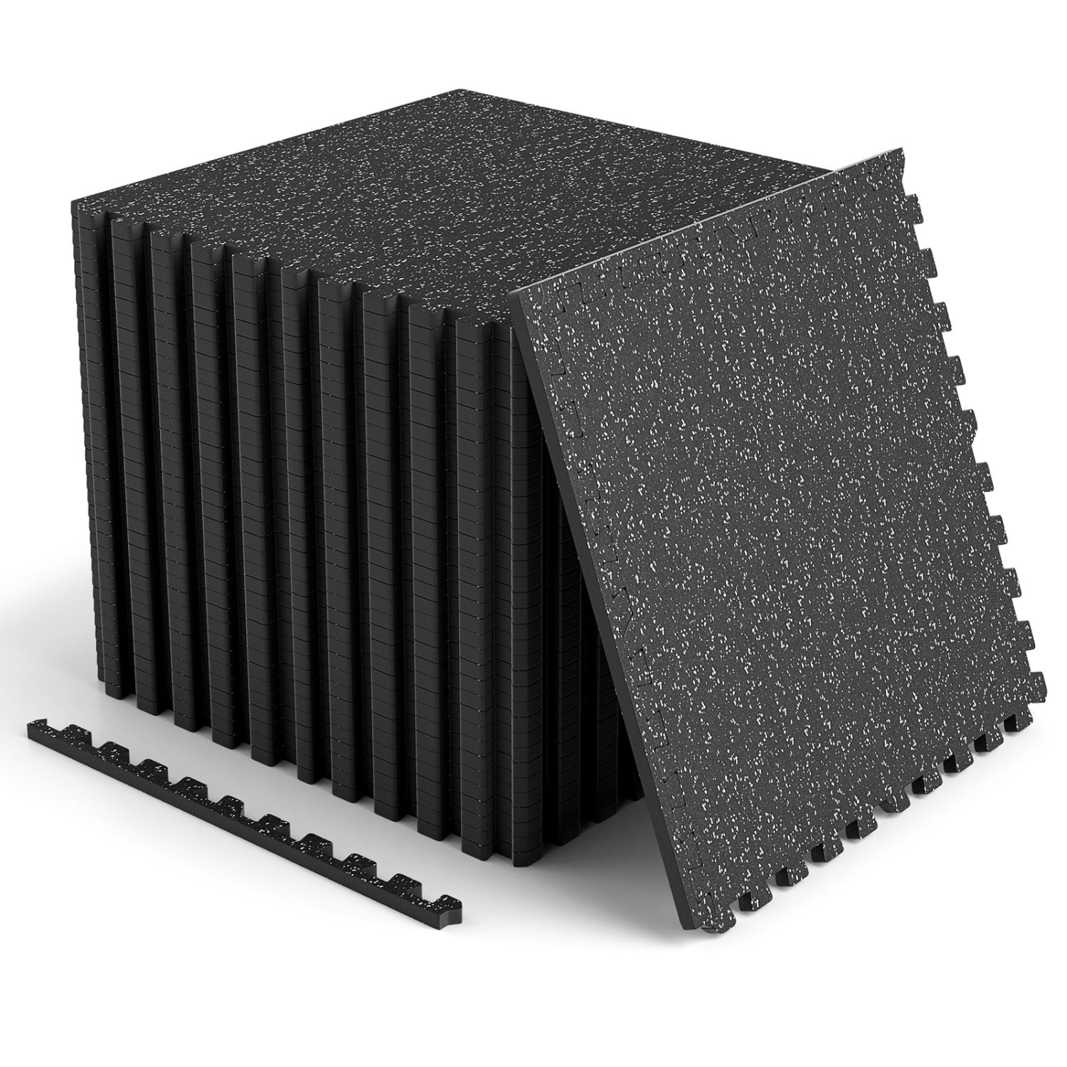 2 Pcs 0.55in Thick Rubber Exercise Mat 96 Sq Ft, Black & Gray Decorative Fencing & Flooring Black & Gray at Gallery Canada