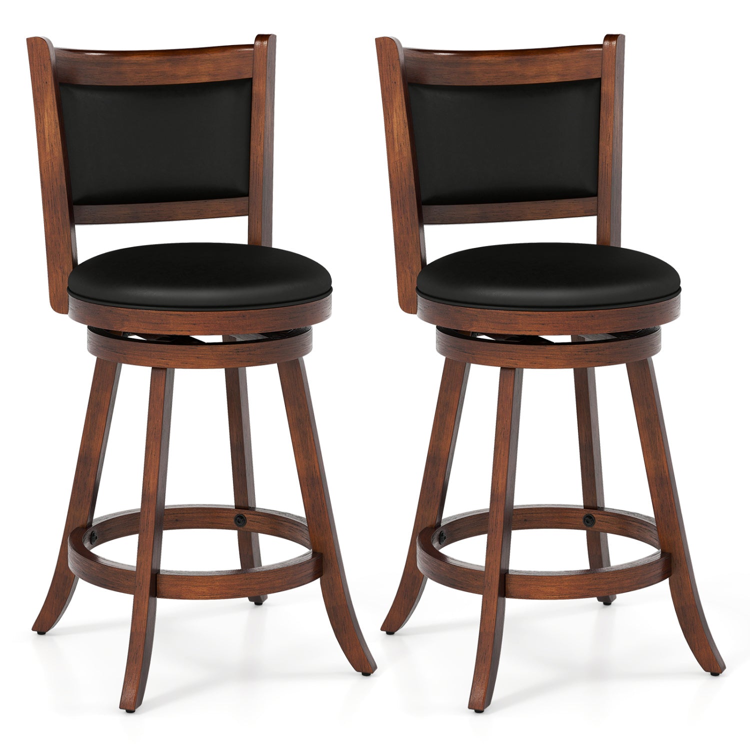 24 Inch Swivel Counter Stool, Upholstered Seat, Brown Bar Stools Brown at Gallery Canada
