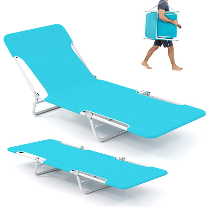 2 Pieces 5-position Lay Flat Beach Recliner with Carry Strap and Metal Frame, Turquoise Beach & Lawn Chairs at Gallery Canada
