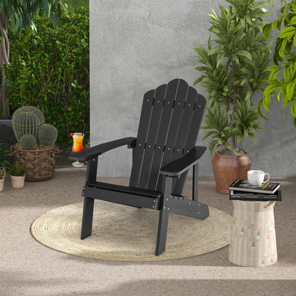 2 Pieces Adirondack Chair Set with Ergonomic Design for Porch and Backyard, Black Adirondack Chairs at Gallery Canada
