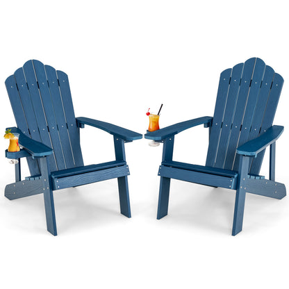 2 Pieces Adirondack Chair Set with Ergonomic Design for Porch and Backyard, Navy Adirondack Chairs at Gallery Canada