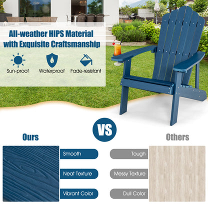 2 Pieces Adirondack Chair Set with Ergonomic Design for Porch and Backyard, Navy Adirondack Chairs at Gallery Canada