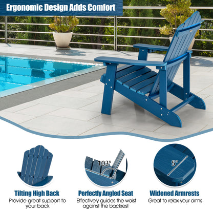 2 Pieces Adirondack Chair Set with Ergonomic Design for Porch and Backyard, Navy Adirondack Chairs at Gallery Canada