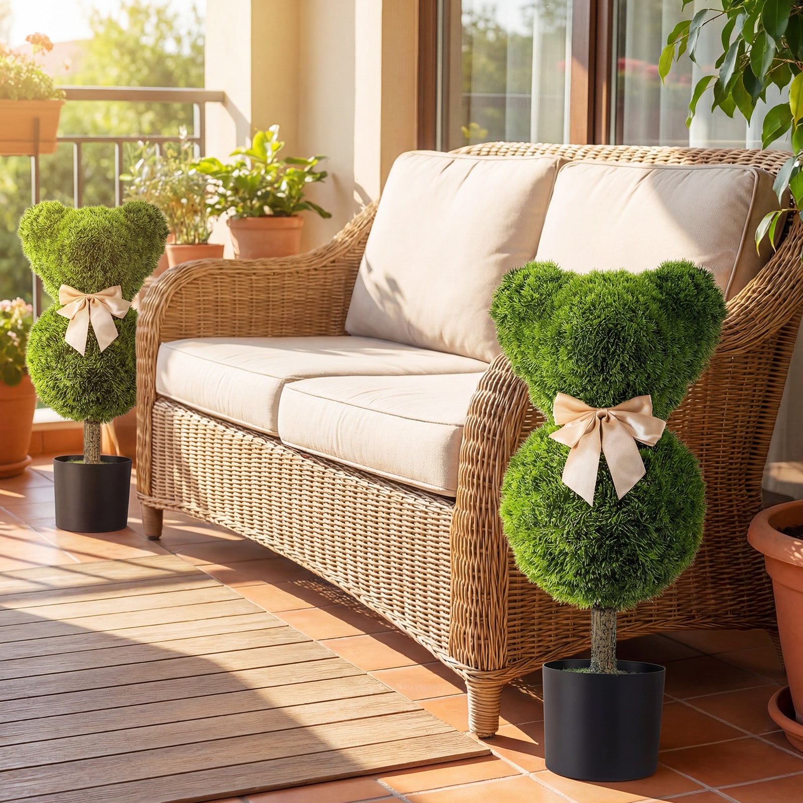 Bear Topiary Trees With Pots, Sun-Resistant Bear-Shaped Boxwood Faux Plants Faux Plants at Gallery Canada