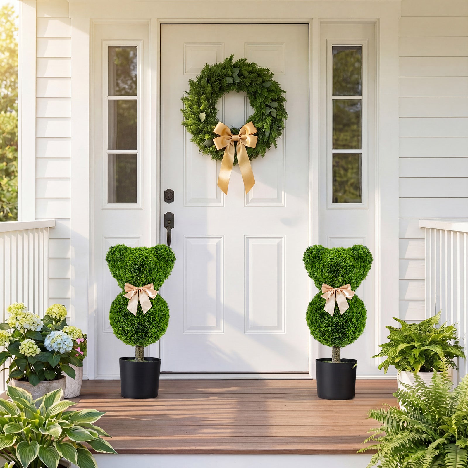 Bear Topiary Trees With Pots, Sun-Resistant Bear-Shaped Boxwood Faux Plants Faux Plants at Gallery Canada