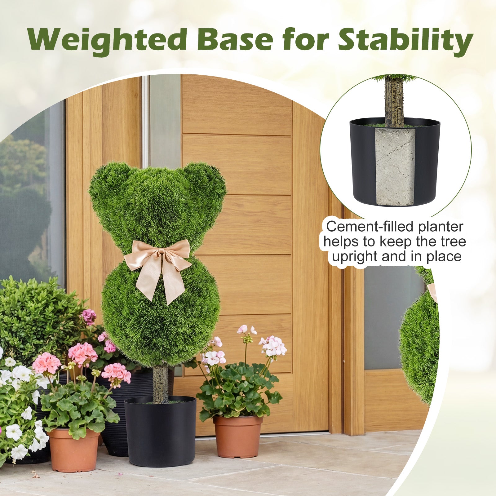 Bear Topiary Trees With Pots, Sun-Resistant Bear-Shaped Boxwood Faux Plants Faux Plants at Gallery Canada