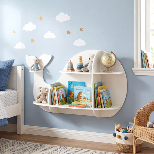 Floating Dolphin Shelves, Wall Mounted Storage Display Rack, White Kids Storage White at Gallery Canada
