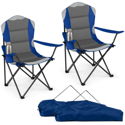 2-Piece Folding Camping Chair With Cup Holder, Navy