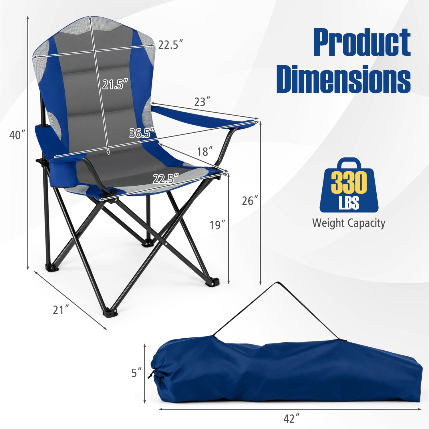 2-Piece Folding Camping Chair With Cup Holder, Navy Beach & Lawn Chairs at Gallery Canada