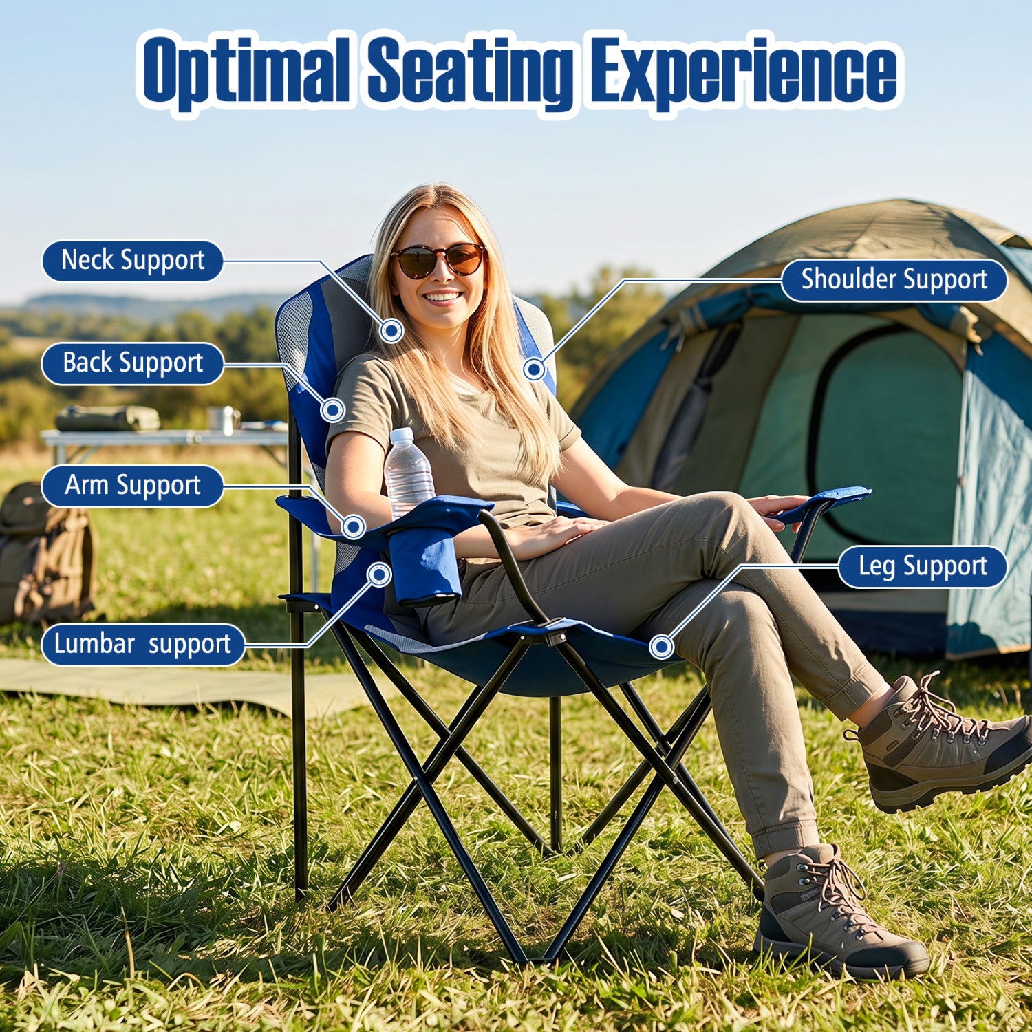 2-Piece Folding Camping Chair With Cup Holder, Navy Beach & Lawn Chairs at Gallery Canada