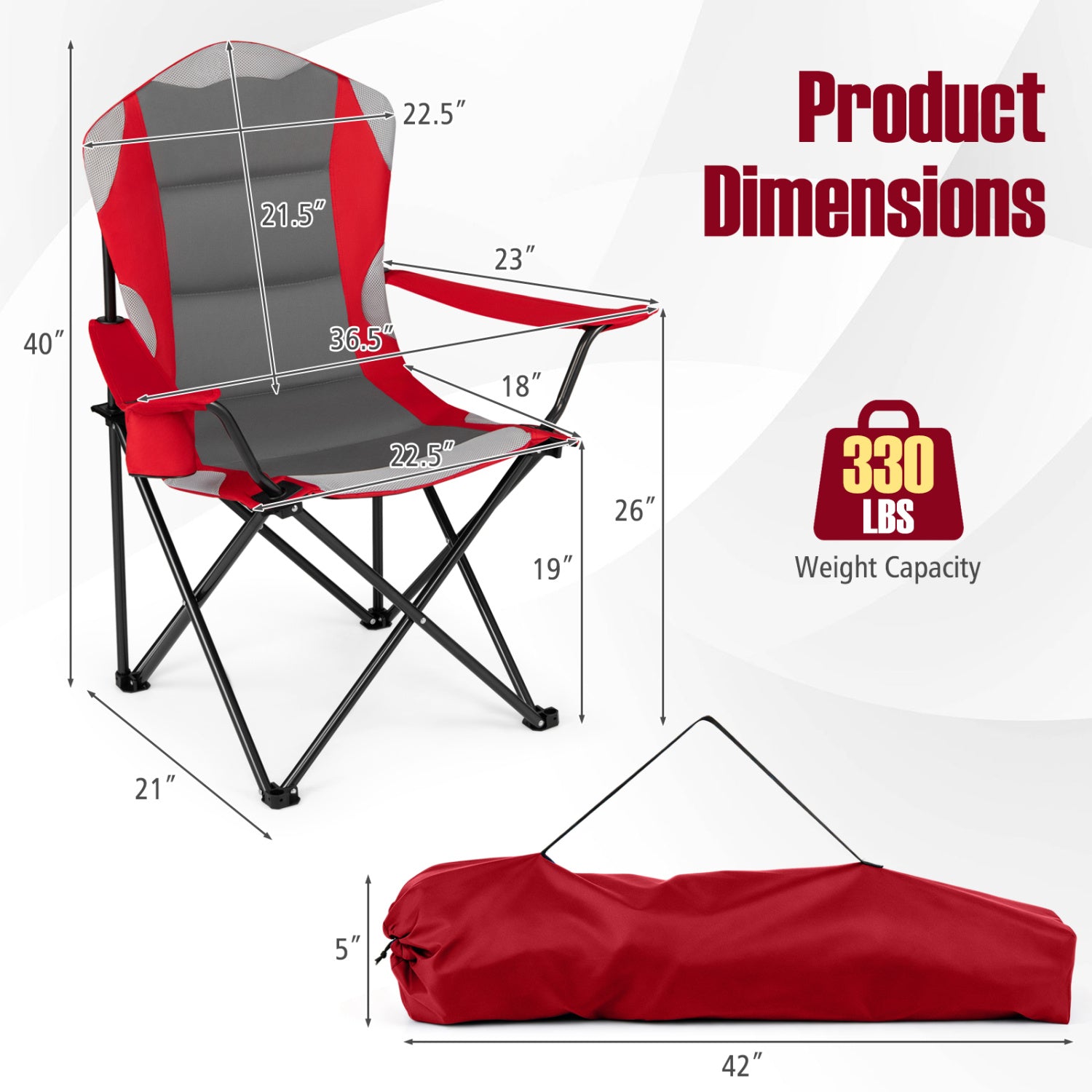 2 Folding Camping Chairs With Cup Holders, Red Beach & Lawn Chairs at Gallery Canada