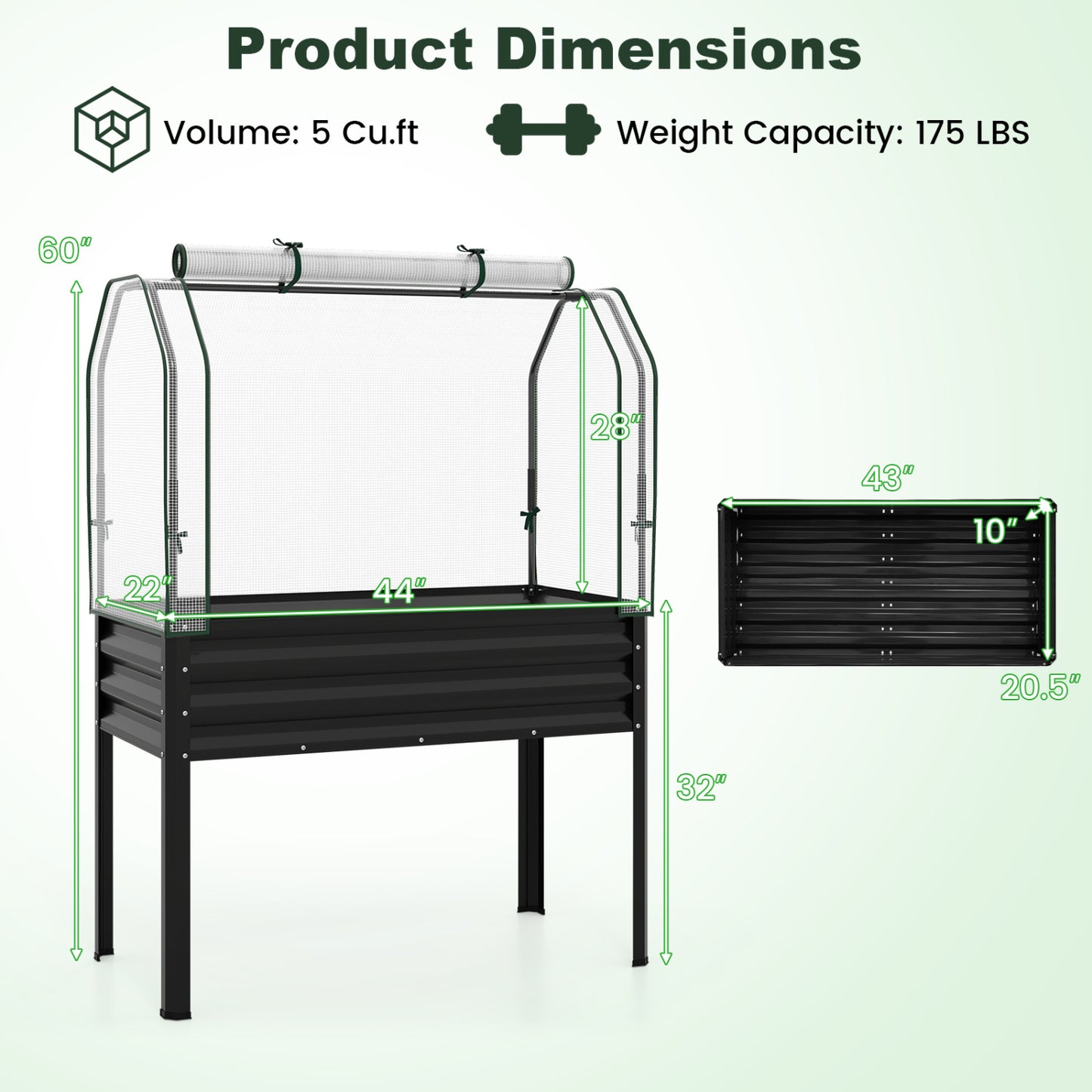 2-Piece Galvanized Raised Garden Bed with Legs, Black Raised Garden Beds at Gallery Canada