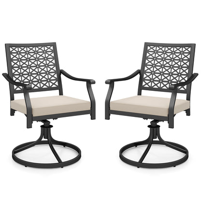 2 Outdoor Swivel Dining Chairs, Padded Cushions, Beige Patio Dining Chairs at Gallery Canada
