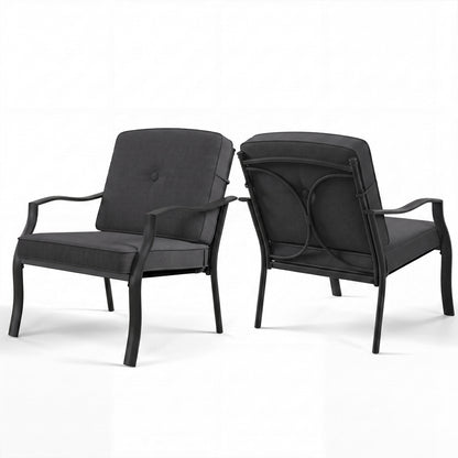 2 Pieces Patio Metal Chairs with Seat and Back Cushions for Yard, Black Patio Dining Chairs at Gallery Canada