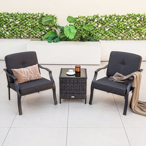 2 Pieces Patio Metal Chairs with Seat and Back Cushions for Yard, Black