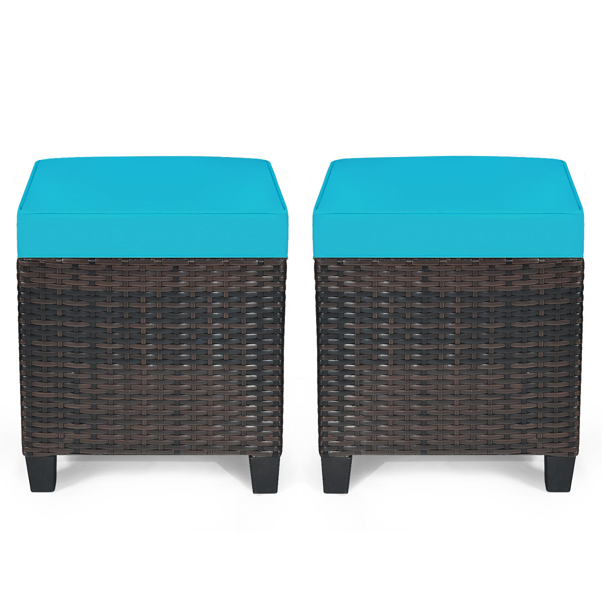Patio Rattan Ottoman, Cushioned Seat, Blue Outdoor Seating & Patio Chairs at Gallery Canada