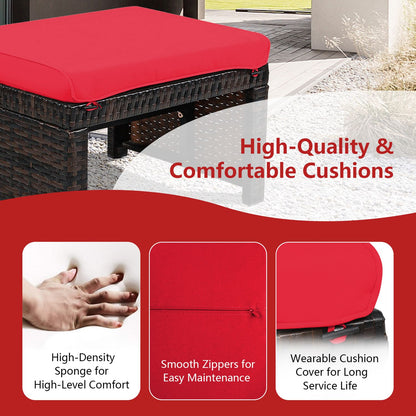 2 Pieces Patio Rattan Ottomans, Red Outdoor Seating & Patio Chairs at Gallery Canada