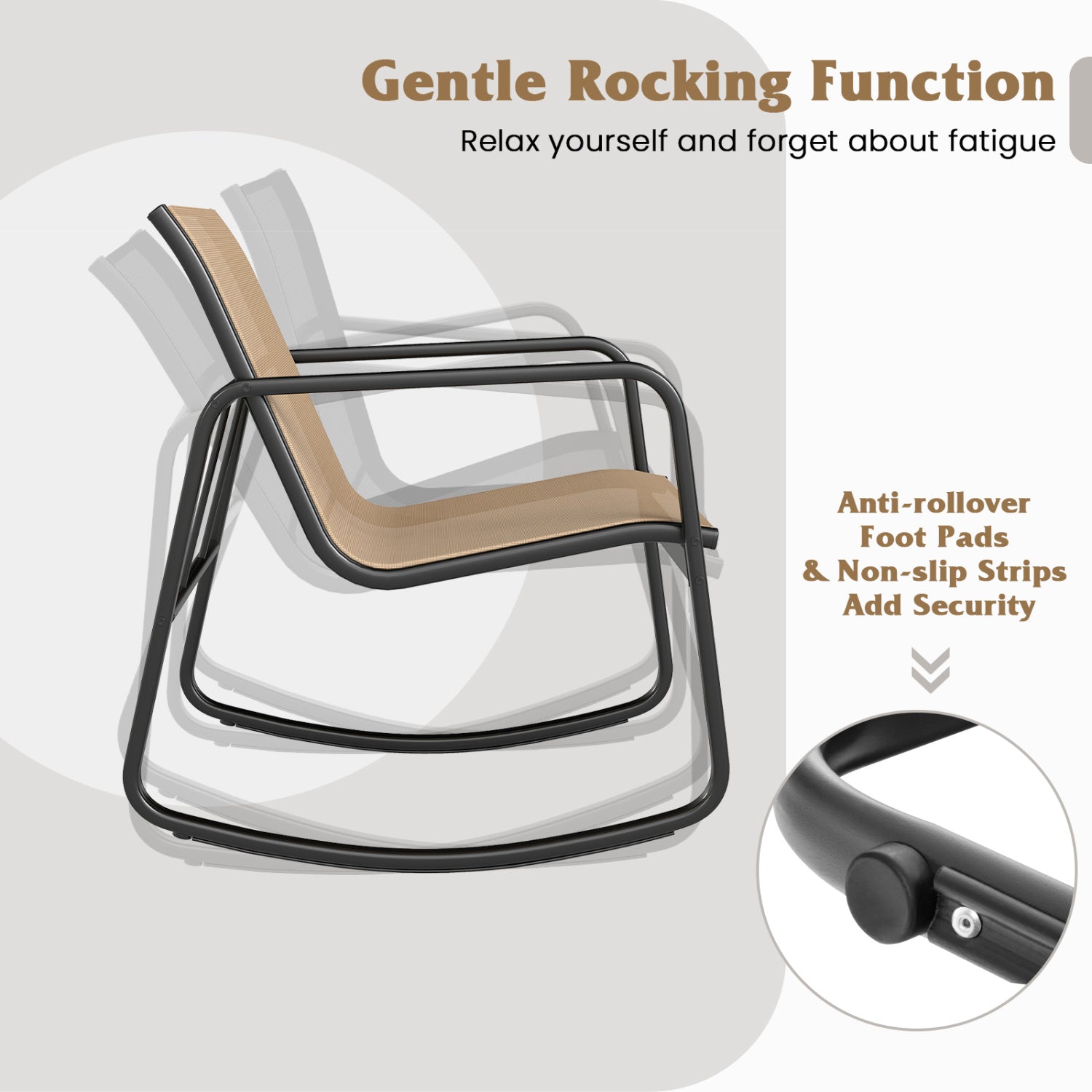 2 Rocking Bistro Chairs with Glass-Top Table, Brown Patio Conversation Sets at Gallery Canada