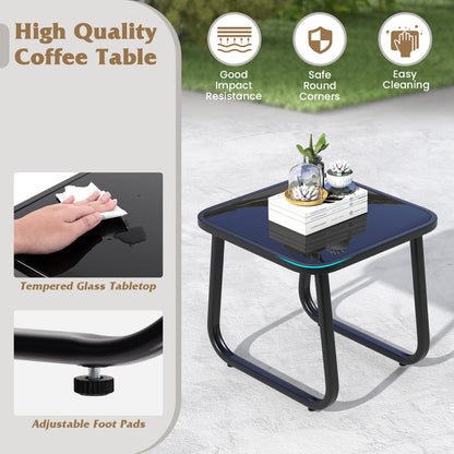 Rocking Bistro Chairs & Glass Table, Gray