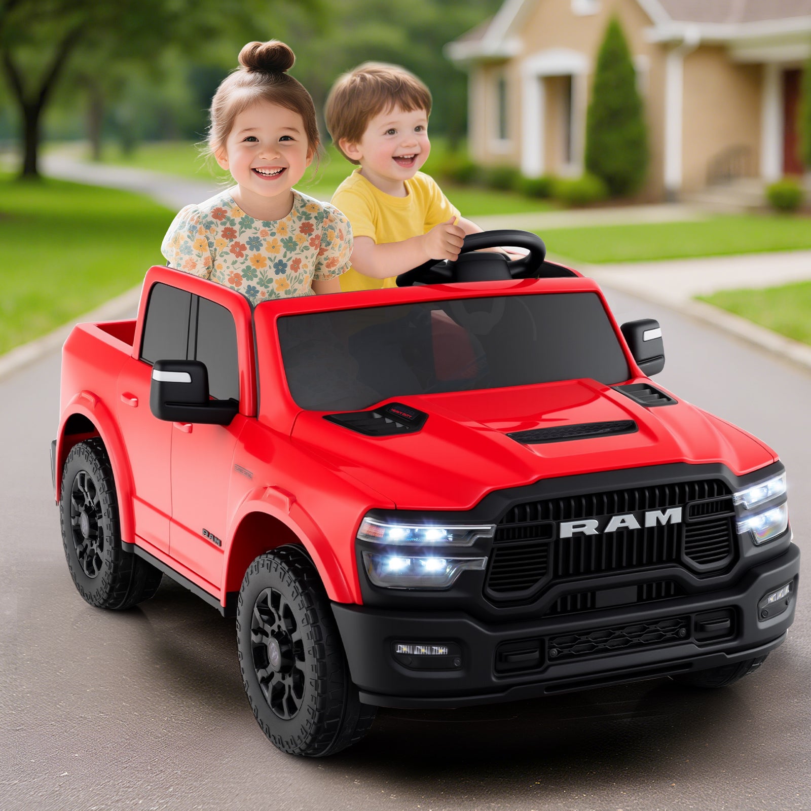 2 Seater 24V Ride On Toy, Licensed Ram Truck, Remote Music, Red Powered Ride On Toys at Gallery Canada