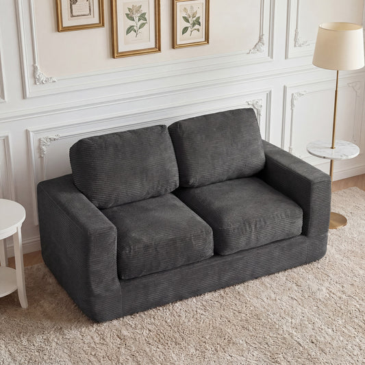 2-Seater Floor Couch Loveseat, Corduroy, Black Sofas & Loveseats Black at Gallery Canada