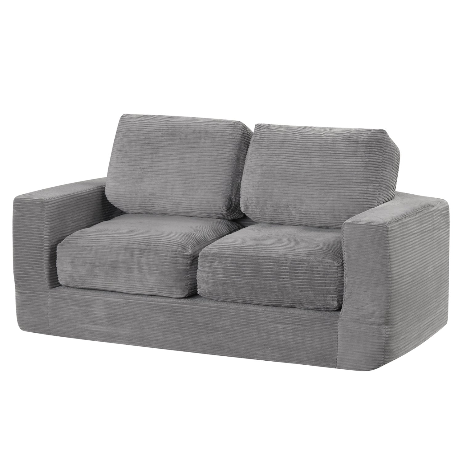 2 Seat Floor Couch Loveseat Foam Sofa, Corduroy Cover, Gray Sofas & Loveseats Gray at Gallery Canada
