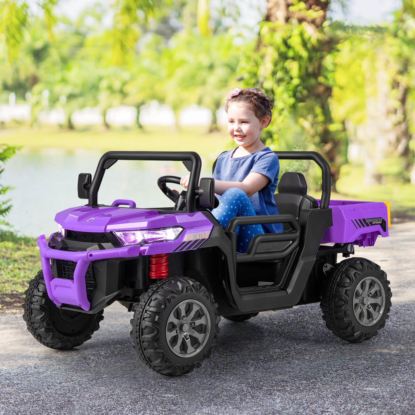 12V Kids Ride On Dump Truck, 2-Seater, Purple Powered Ride On Toys at Gallery Canada