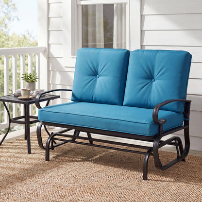 2 Seat Outdoor Swing Glider Chair, Blue Patio Rocking Chairs & Gliders at Gallery Canada
