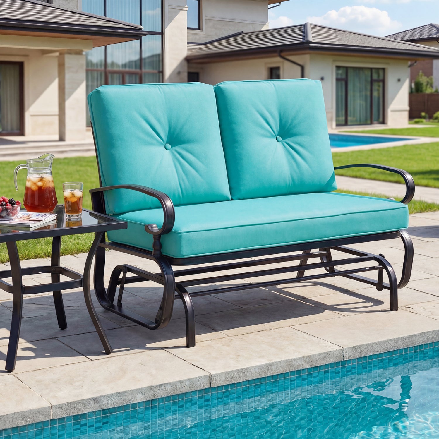 2-Seat Outdoor Swing Glider Chair, Green Patio Rocking Chairs & Gliders at Gallery Canada