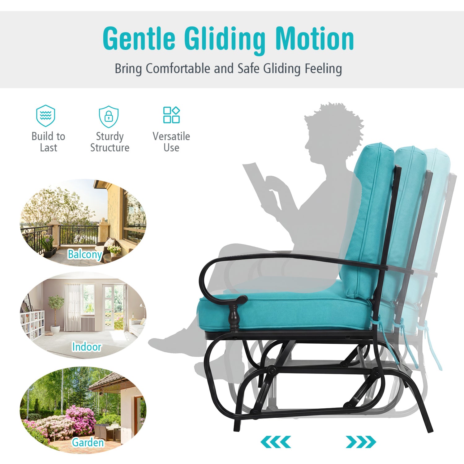 2-Seat Outdoor Swing Glider Chair, Green Patio Rocking Chairs & Gliders at Gallery Canada