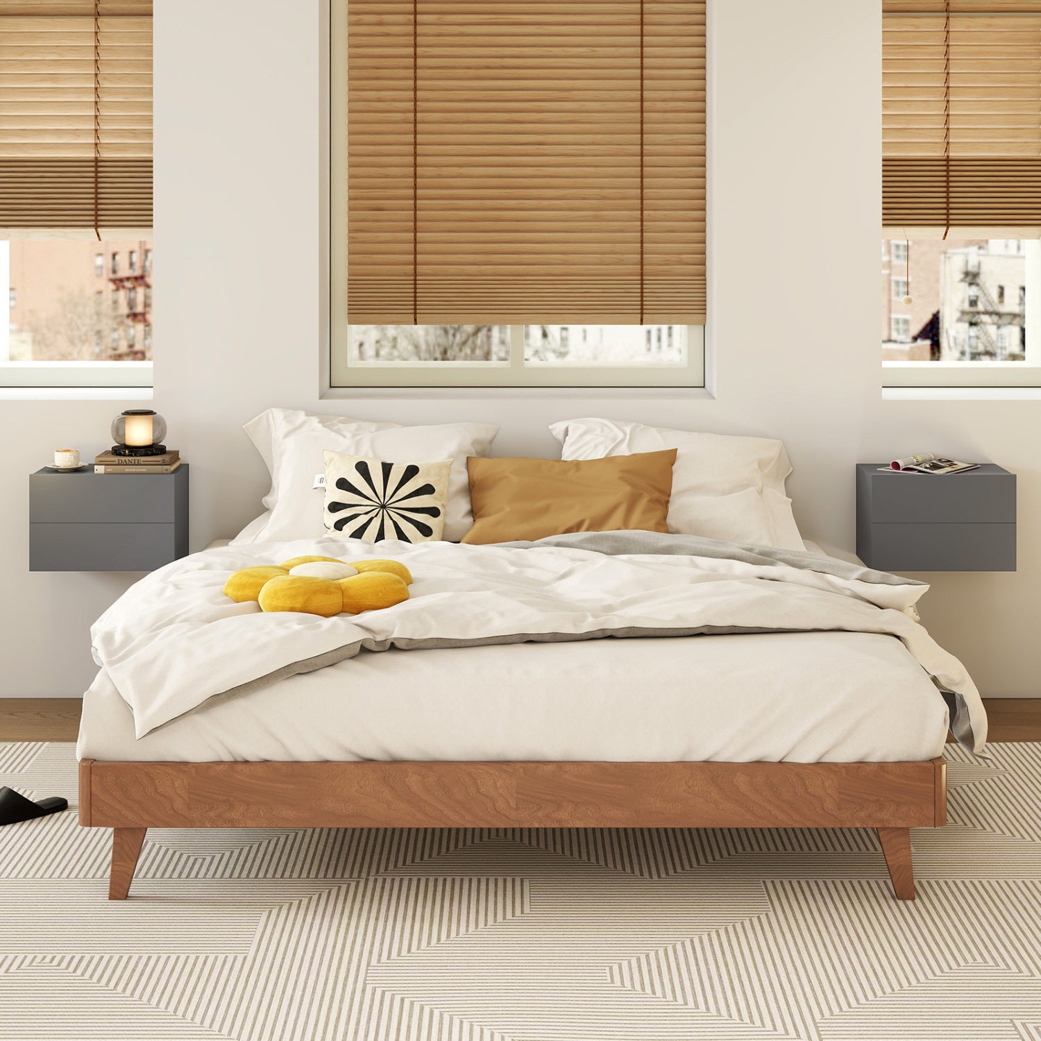 2 Storage Drawers Wall Mounted Floating Nightstand for Bedroom, Gray Nightstands at Gallery Canada
