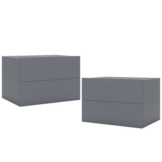 2 Storage Drawers Wall Mounted Floating Nightstand for Bedroom, Gray Nightstands Gray at Gallery Canada