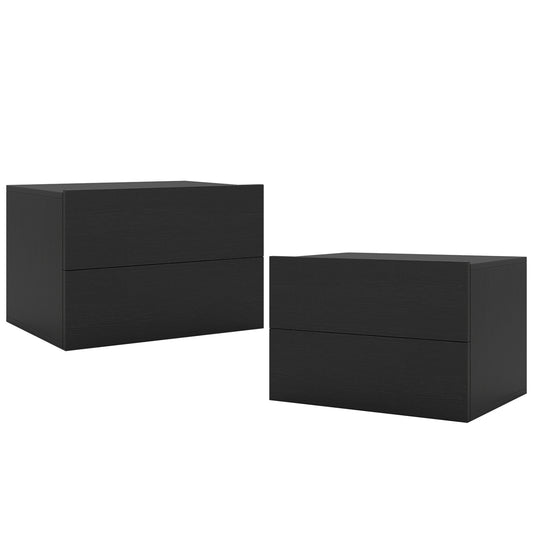 2 Storage Drawers Wall Mounted Floating Nightstand for Bedroom, Black Nightstands Black at Gallery Canada