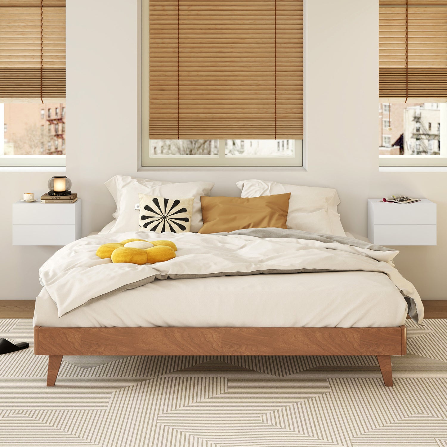 2-Drawer Wall Mounted Floating Nightstand, White Nightstands at Gallery Canada