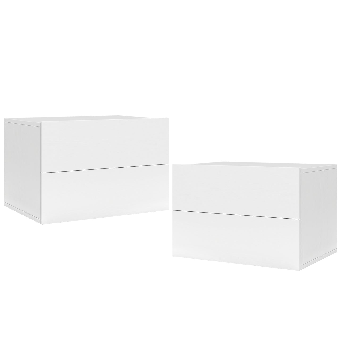 2-Drawer Wall Mounted Floating Nightstand, White Nightstands White at Gallery Canada