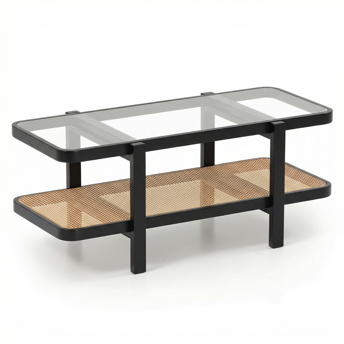 2-Tier Coffee Table, Storage, Tempered Glass Tabletop, Black Coffee Tables at Gallery Canada
