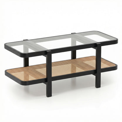 2-Tier Coffee Table, Storage, Tempered Glass Tabletop, Black Coffee Tables at Gallery Canada