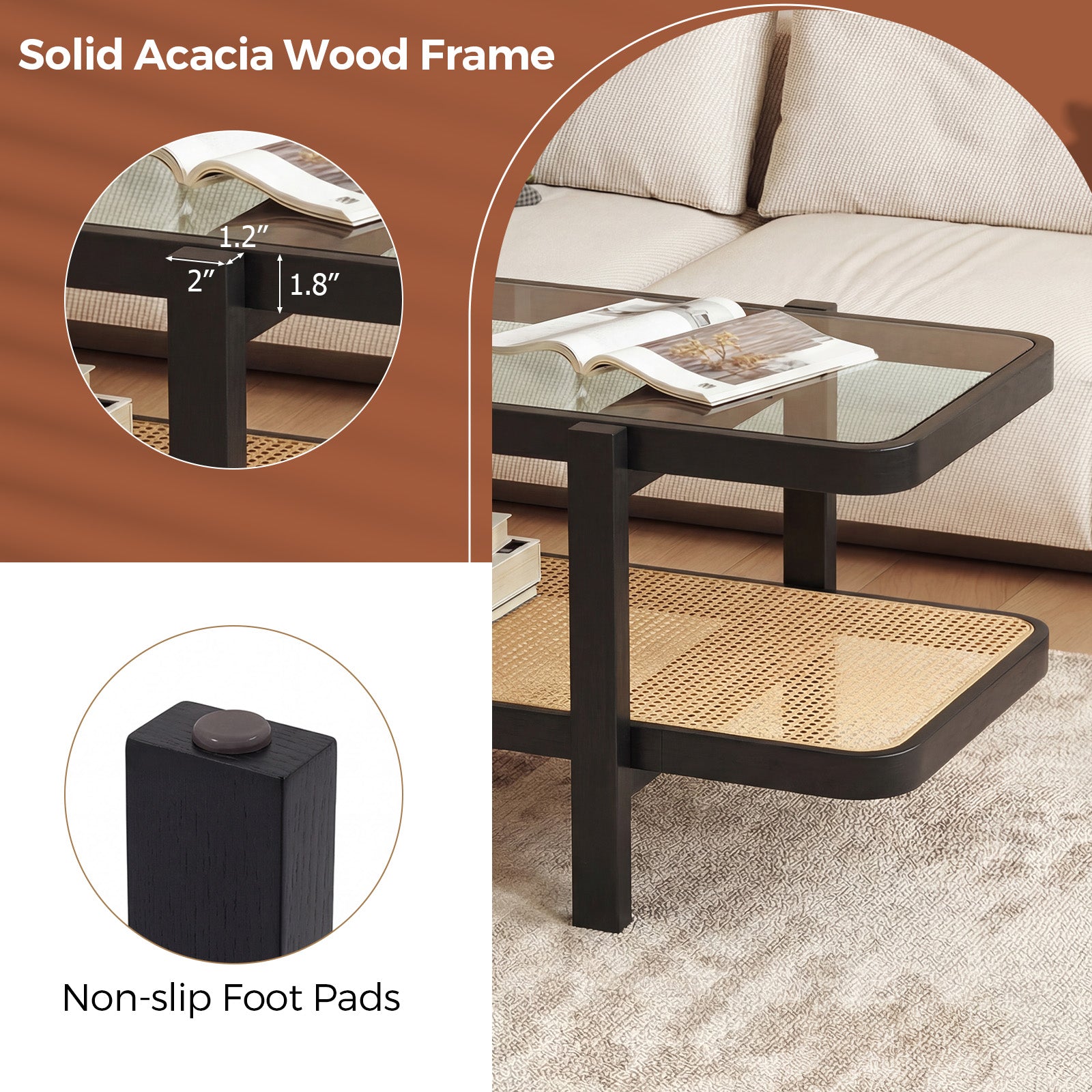 2-Tier Coffee Table, Storage, Tempered Glass Tabletop, Black Coffee Tables at Gallery Canada