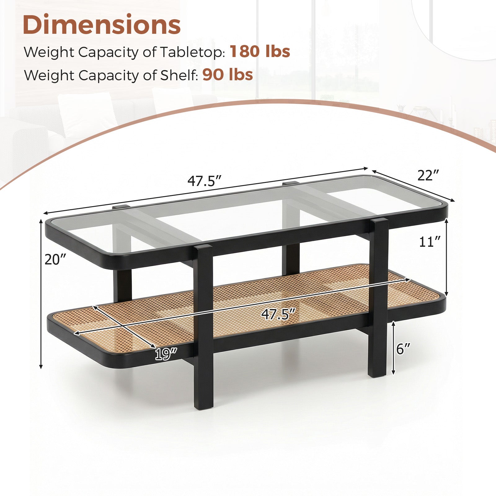 2-Tier Coffee Table, Storage, Tempered Glass Tabletop, Black Coffee Tables at Gallery Canada