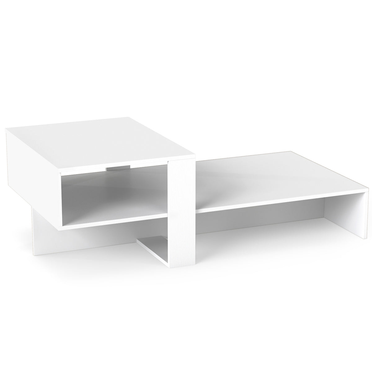 2-Tier Modern Coffee Table With Open Shelf, White Coffee Tables at Gallery Canada