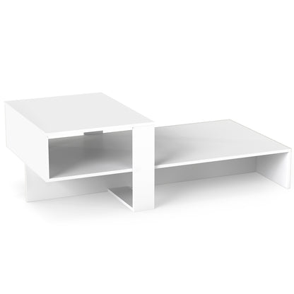 2-Tier Modern Coffee Table With Open Shelf, White Coffee Tables at Gallery Canada