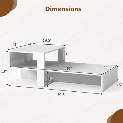 2-Tier Modern Coffee Table With Open Shelf, White Coffee Tables at Gallery Canada
