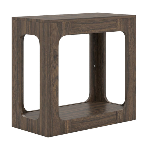 2-Tier End Table With Storage Shelf, Walnut