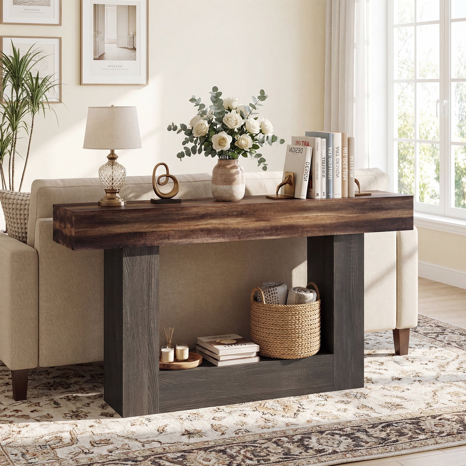 2-Tier Farmhouse Console Table, 63