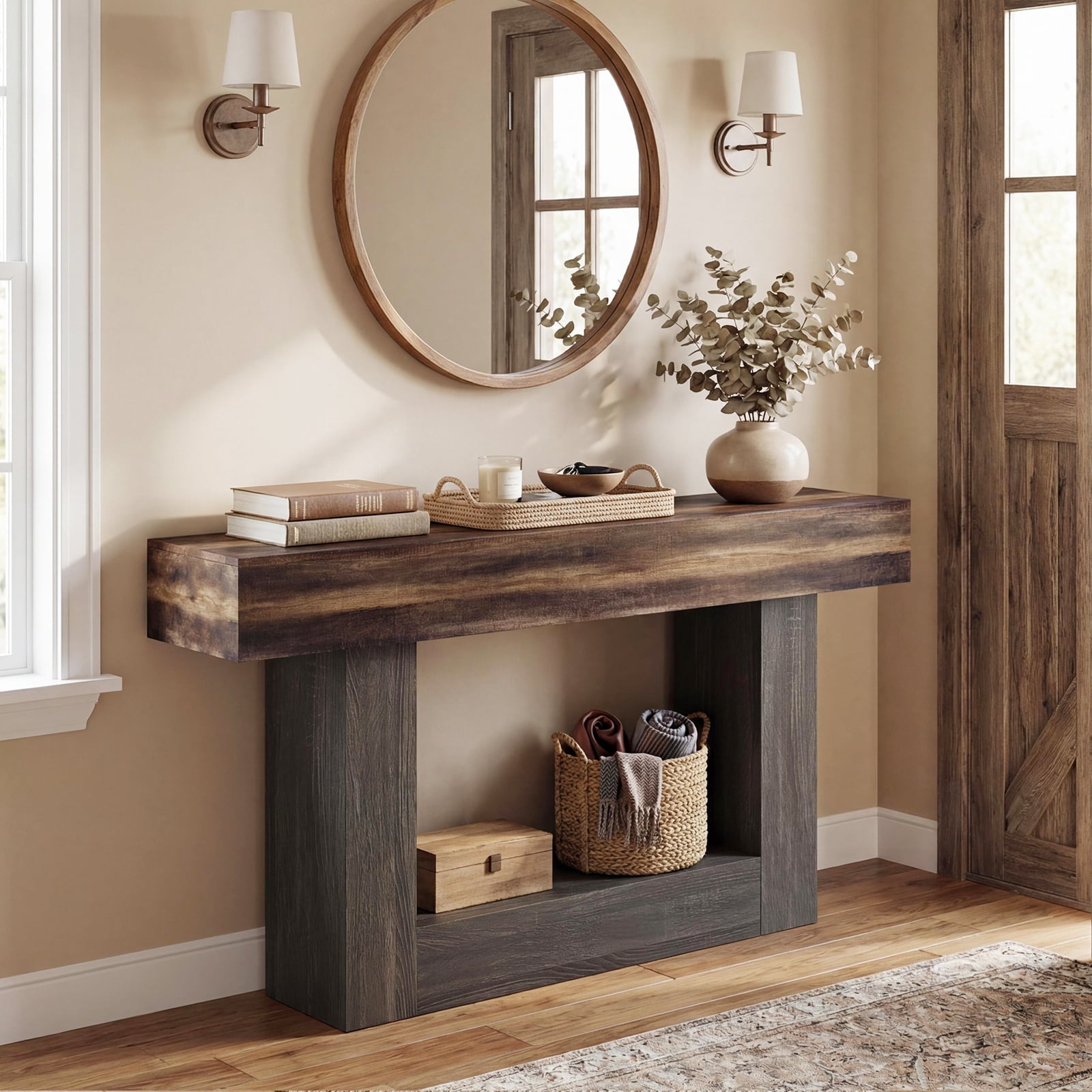 2-Tier Farmhouse Console Table, 63