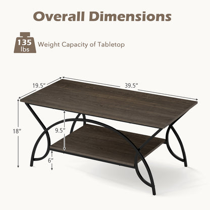2-Tier Faux Marble Coffee Table with Marble Top and Metal Frame, Oak Coffee Tables at Gallery Canada